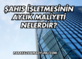 Şahıs İşletmesinin Aylık Maliyeti Nelerdir?